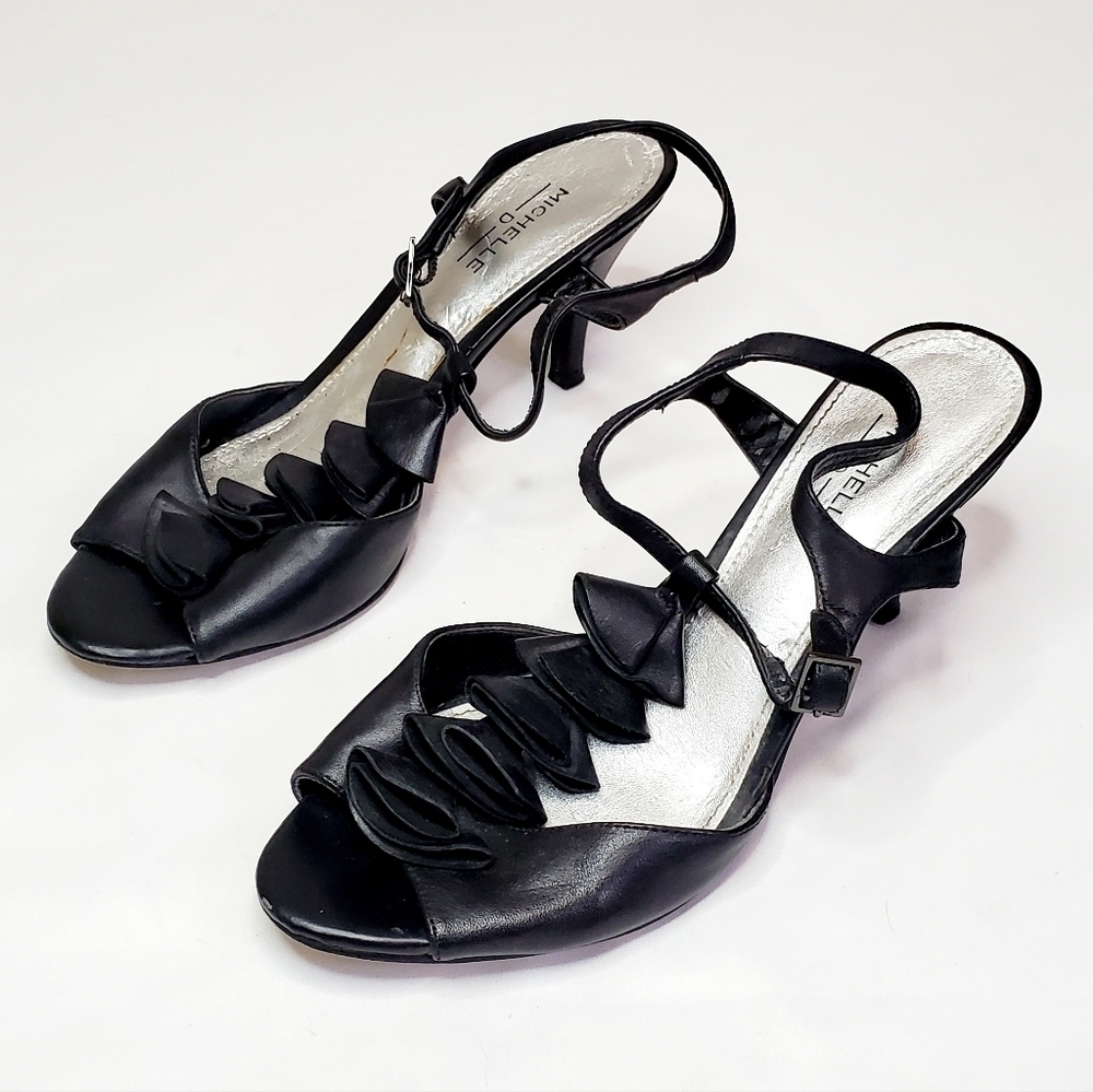 Michelle D Slingback Open Toe Kitten Heels